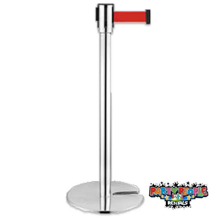 Stanchion Chrome with Red Retractable Belt