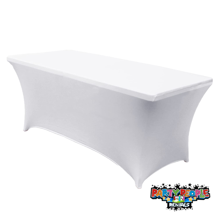 Table 6ft: White Tablecloth Spandex