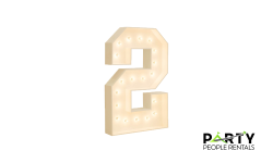 White Light-Up Marquee Number 2 Rental