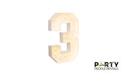 White Light-Up Marquee Number 3 Rental