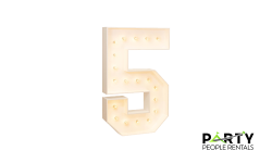 White Light-Up Marquee Number 5 Rental