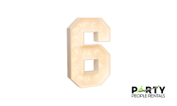 White Light-Up Marquee Number 6 Rental